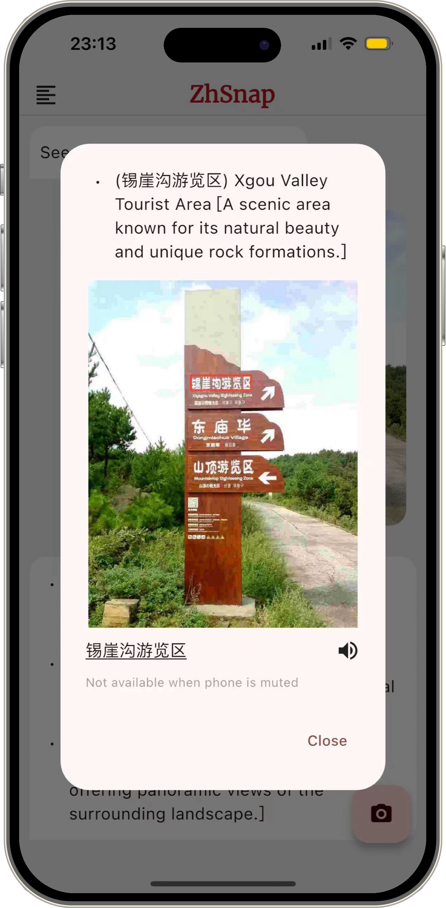 Screenshot of ZhSnap app showing the main player with several comments.